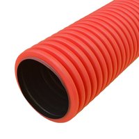 Труба гофрированная двустенная ПНД жесткая тип 750 (SN10) красная д160 6м (24м/уп) (с муфтой, без колец) | PR15.0187 Промрукав Строитель