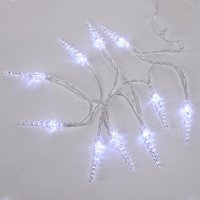 Гирлянда светодиодная Сосульки 1,5 м, 10 LED, прозрачный ПВХ, цвет свечения белый, 2 х АА (батарейки не в комплекте) | 303-094 NEON-NIGHT
