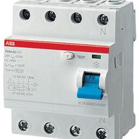 Выключатель дифференциальный (УЗО) F204 4п 25А 30мА тип A | 2CSF204101R1250 ABB