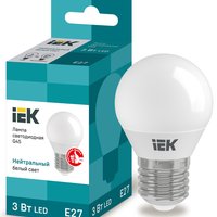 Лампа светодиодная G45 3Вт шар 4000К нейтр. бел. E27 216лм 230-240В IEK LLE-G45-3-230-40-E27